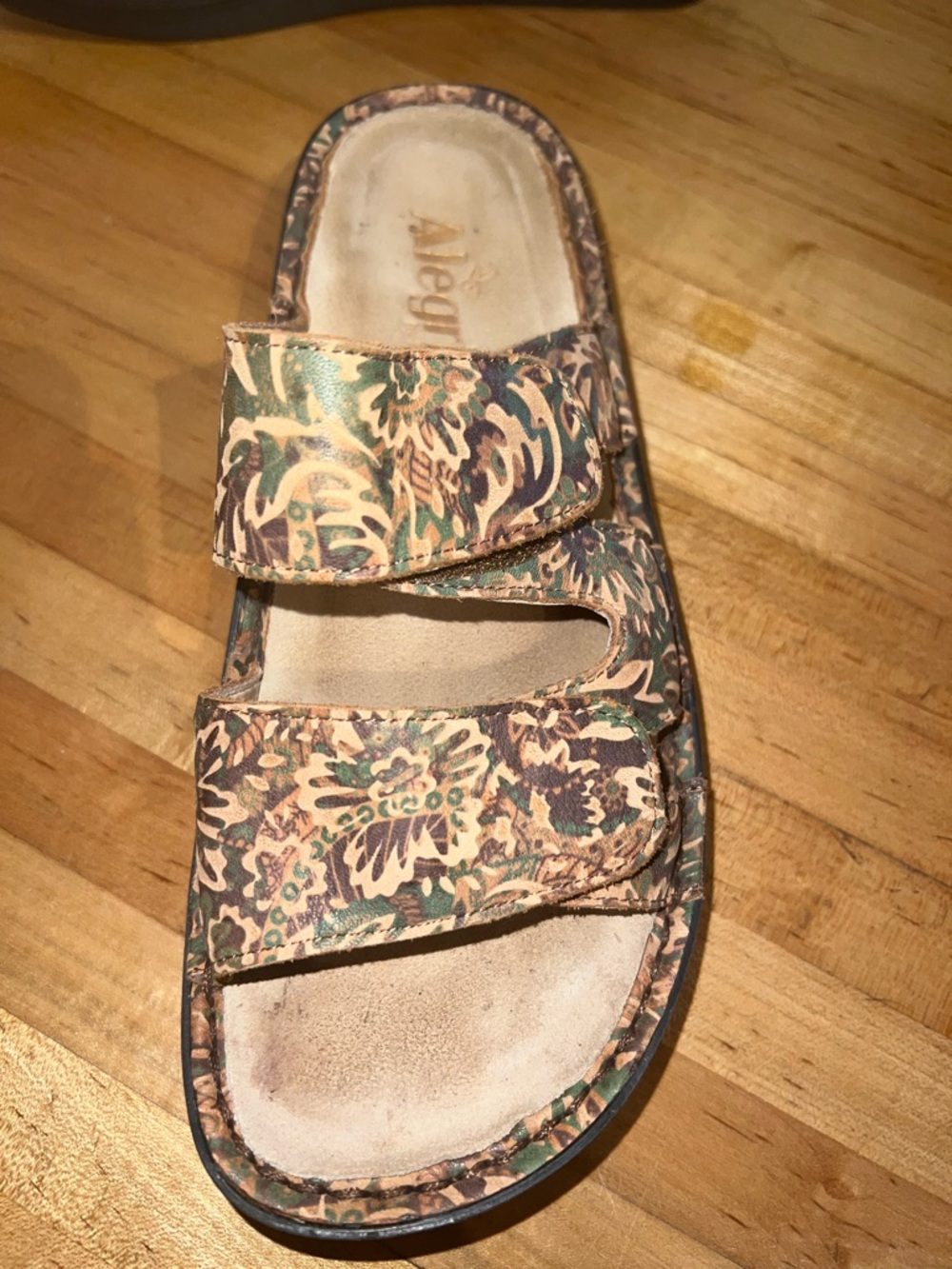 Alegria Floral Pattern Velcro Straps Slide Sandals - Multicolor - Picture 2 of 4